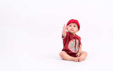 Portrait of child in Chinese New Year celebration clothes