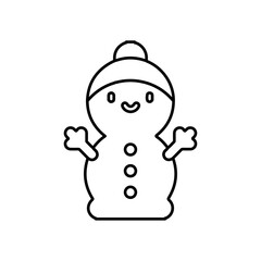 snowman icon Simple outline illustration