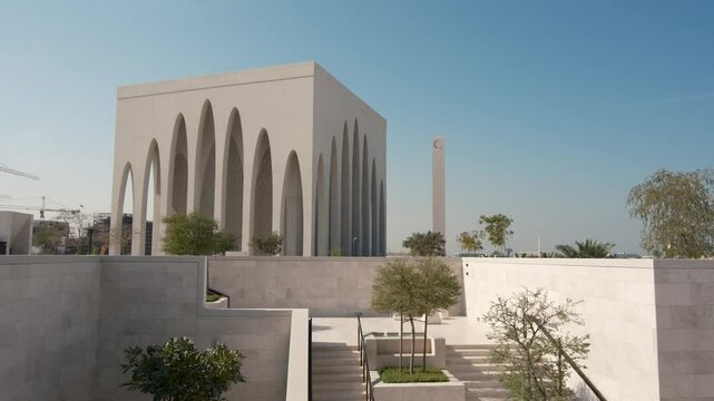 Abrahamic family house Saadiyat island Abu Dhabi UAE. interfaith complex construction site located in Cultural district on Saadiyat Island in Abu Dhabi