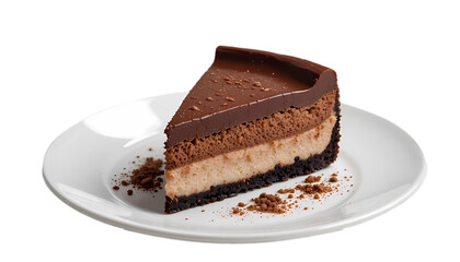 Slice of Chocolate cake isolated on transparant and white background. Generative ai 