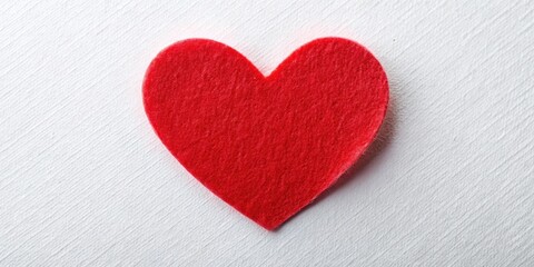 Obraz premium A close-up photo of a red heart shape sticker isolated on a white background with subtle texture and soft focus effect , isolated object, Valentine's day decoration