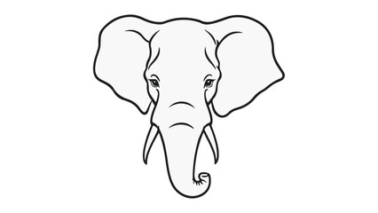 elephant isolated on white background, elephant head outline art vector illustration silhouette