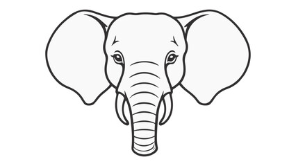 elephant isolated on white background, simple cartoon elephant head shape silhouette illustration