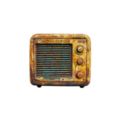 Vintage Radio with Rusty Finish and Retro Aesthetic Design Elements