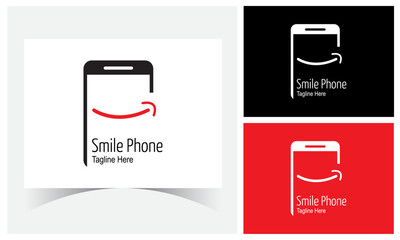 Smile Phone Logo Design Template. Technology Logo Design.