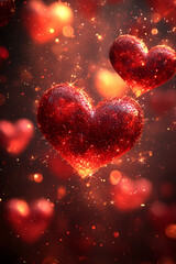 Obraz premium Abstract red hearts digital