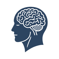 human head silhouette with brain