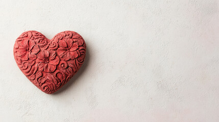 Obraz premium delicate red heart adorned with swirling floral textures, symbolizing love and affection. This artistic piece adds warm touch to any decor