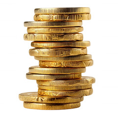 stack of golden coins isolated