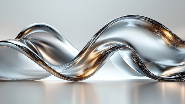 Abstract silver and gold flowing liquid wave.