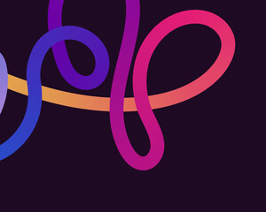 bright, neon squiggle shapes with smooth curves and loops. vivid colors transition through seamless gradients, blending hues like pink, blue, green, and orange, creating a playful, dynamic effect.