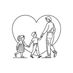 Family icon set in thin line style art