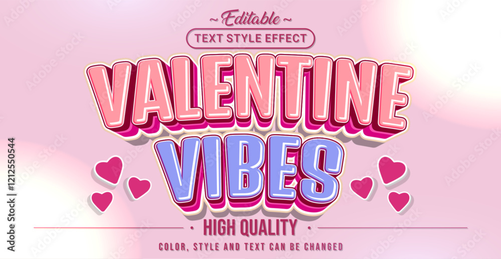 Fototapete Editable text style effect - Valentine Vibes text style theme.