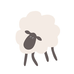 Minimalist Cartoon Sheep Illustration with a Playful Expression