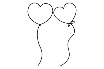 Heart shaped balloon Continuous one line drawing of heart balloon isolated vector illustration

