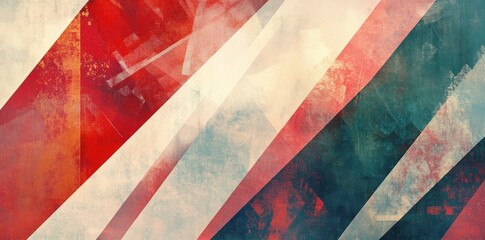 Abstract Diagonal Stripes Red White Teal Texture