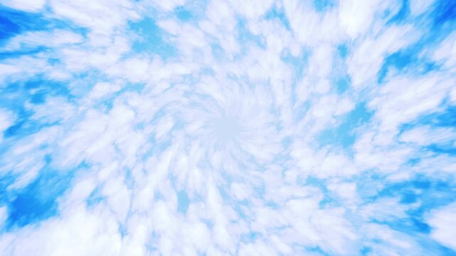 雲の中を進むループ背景 青空