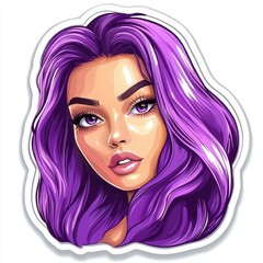 Obraz premium Vibrant Portrait of a Purple Haired Woman with Luminous Skin and Bold Artistic Features
