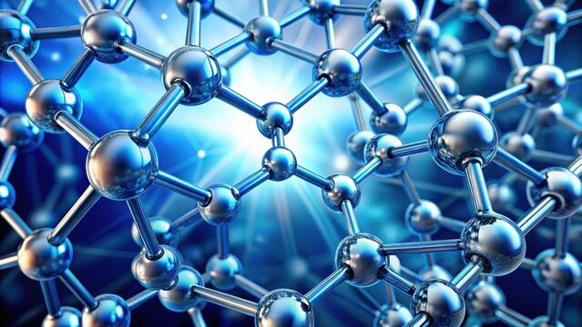 Nanotechnology atom and molecule structure illustration, atom, crystal lattice, atom