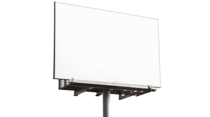Obraz premium White blank billboard on a tall metal pole for marketing, isolated on transparent background
