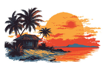 tropical island with palm trees