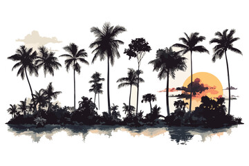 Obraz premium silhouette on the beach vector t shirt bundle design