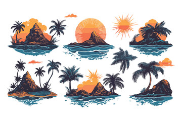 Obraz premium pattern with trees and boats vector t shirt bundle design