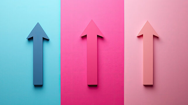 Minimalist business success concept with arrows pointing upwards