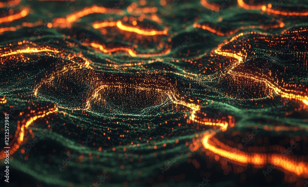 Poster high-speed data transfer. big data visualization with internet technology 3d illustration. neural ne