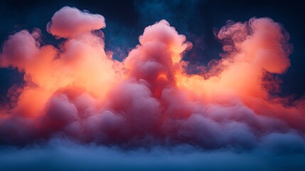 Fototapeta premium Vivid pink and orange clouds in a dramatic sunset sky