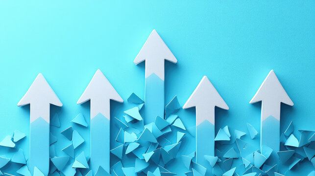 Minimalist business success concept with arrows pointing upwards