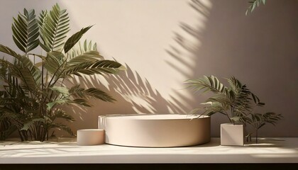 Fototapeta premium Unobtrusive botanical background with shadow on the wall