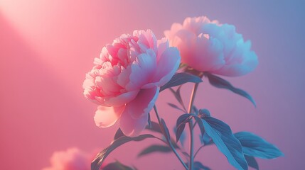 Obraz premium Soft pink peonies in full bloom on a pastel background, perfect for wedding invitations, feminine branding, and romantic design projects.