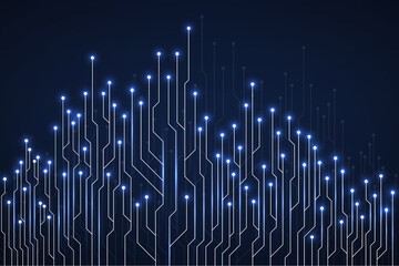 Abstract background of glowing lines and dots. Technology neon geometric graphic