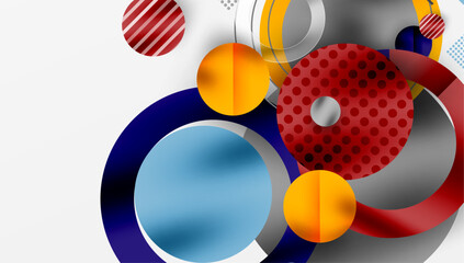 Abstract Circle Design with Overlapping Transparent Geometric Shapes