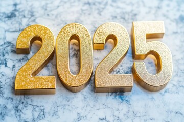 A close-up of a golden number on a marble surface, suitable for use in designs and presentations