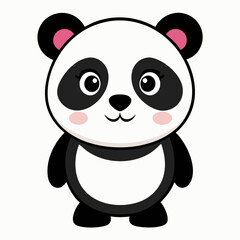 panda bear with a bamboo white background