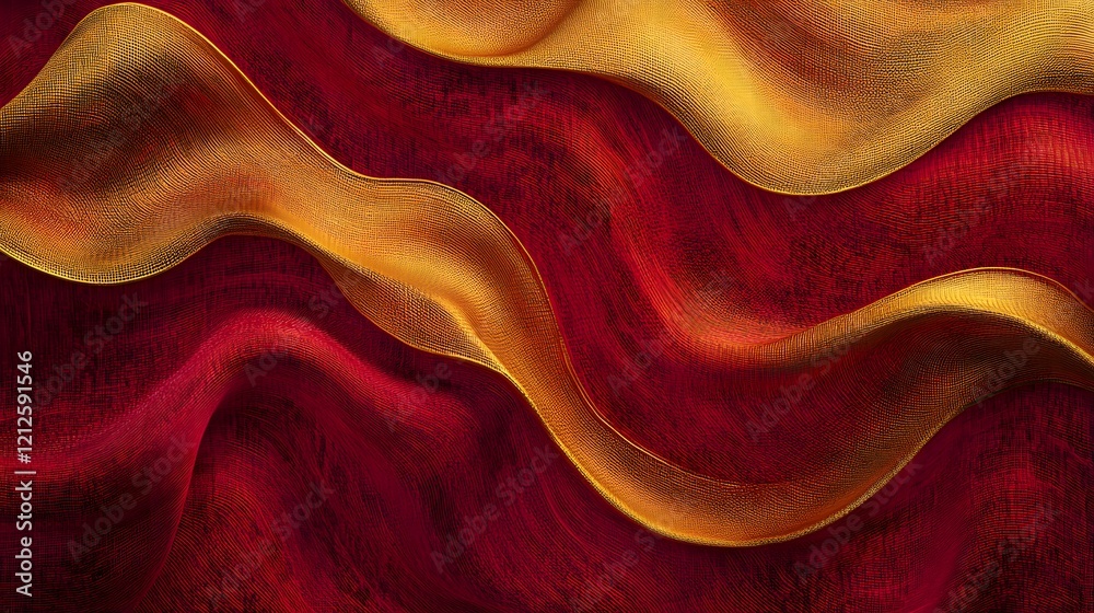 Poster elegant flowing textures of rich red and gold fabric creating a luxurious atmosphere for interior de