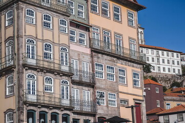 Fototapeta premium colored facade of a building in Porto Portugal