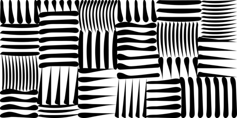 Doodle abstract stripes of squares background in black and white colours. Horisontal hand drawn style colorful vector illustration for banners, wallpaper, textile, wrapping