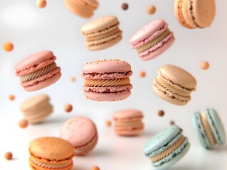 colorful macaroons isolated on white