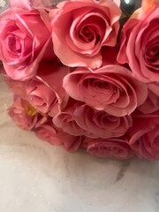 A beautiful bundle of fresh pink roses, perfect for any occasion. These vibrant blooms add elegance and charm to floral arrangements, making them ideal for gifting, weddings, or home decor. 