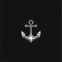 Anchor black and white illustration on white background, line art, anchor clipart, art for print, ideas for engraving laser