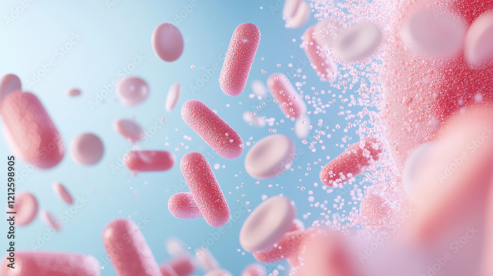 Poster Dynamic visualization of cholesterol molecules and particles in motion, showcasing their intricate structure and interaction in vibrant setting