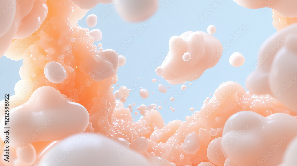 Poster dynamic visualization of cholesterol molecules in soft, abstract environment, showcasing fluid shape