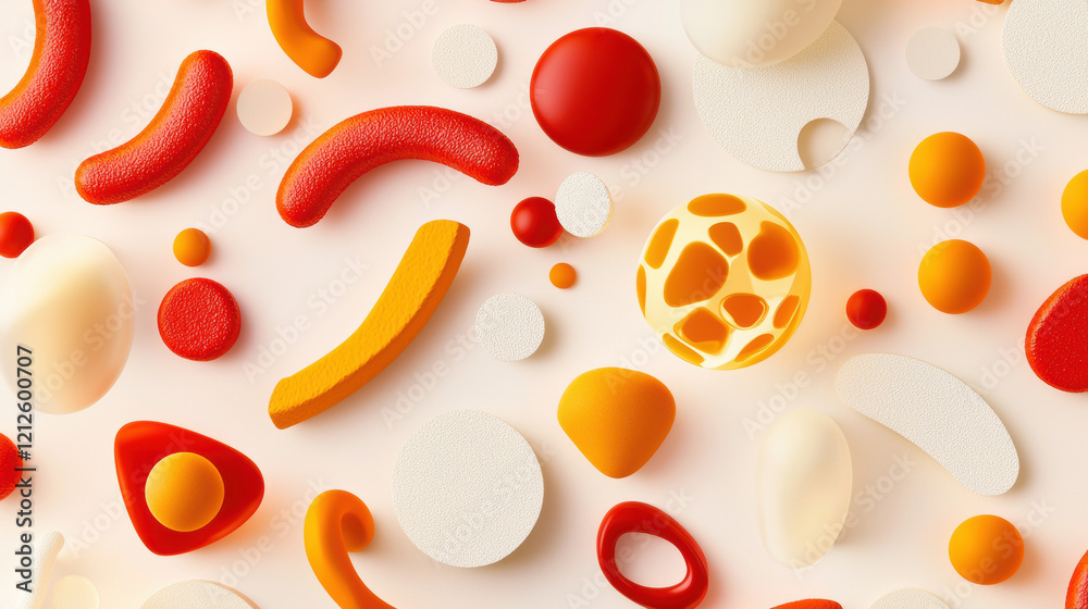 Aufkleber colorful abstract shapes and forms various sizes and textures create vibrant composition. playful ar