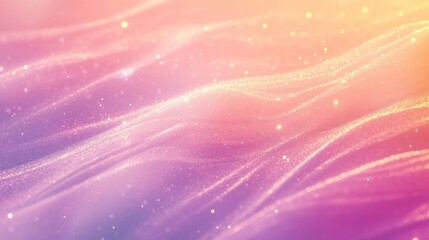 Obraz premium Abstract pastel pink, orange, and purple wave background with sparkling particles.