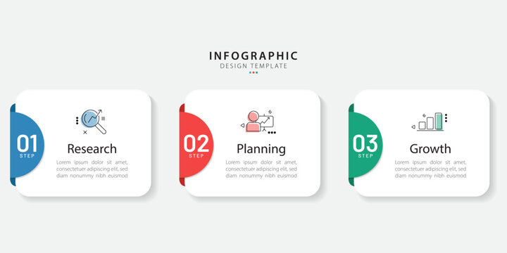 Business infographic template. 3 Step timeline journey. Process diagram, 3 options on white background, Infograph elements vector illustration.