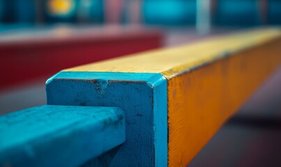 Close-up shot of gymnastic beam equipment