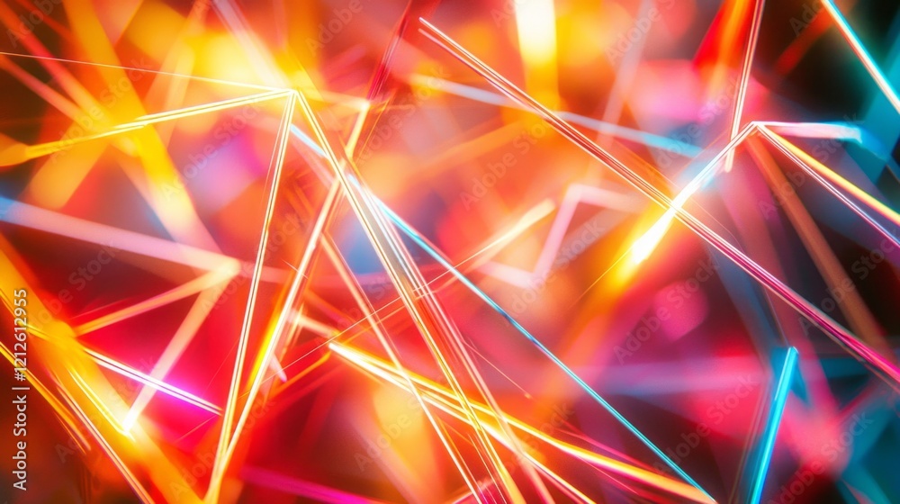 Poster vibrant neon lines cross each other at sharp angles, forming a captivating tapestry of colors. set a